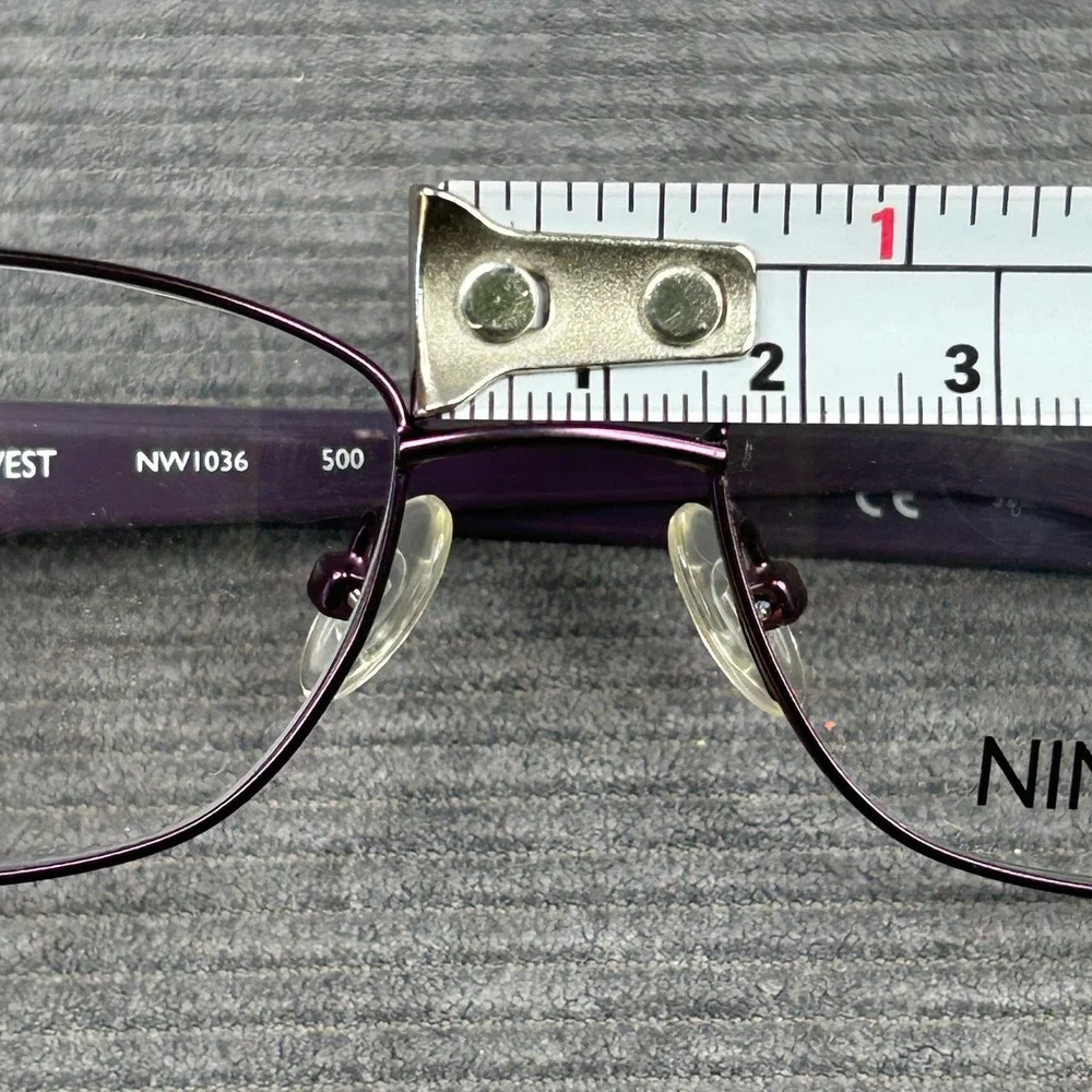 Nine West NW1036 500 Purple Oval Semi-Rimless Y2k Eyeglasses Frames 52-16-135